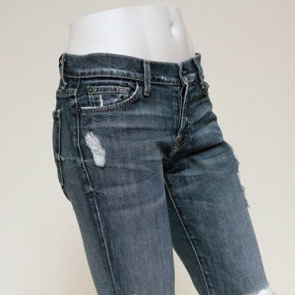 7 For All Mankind Josefina Distressed Mid Rise Straight Leg Jeans - Picture 9 of 15